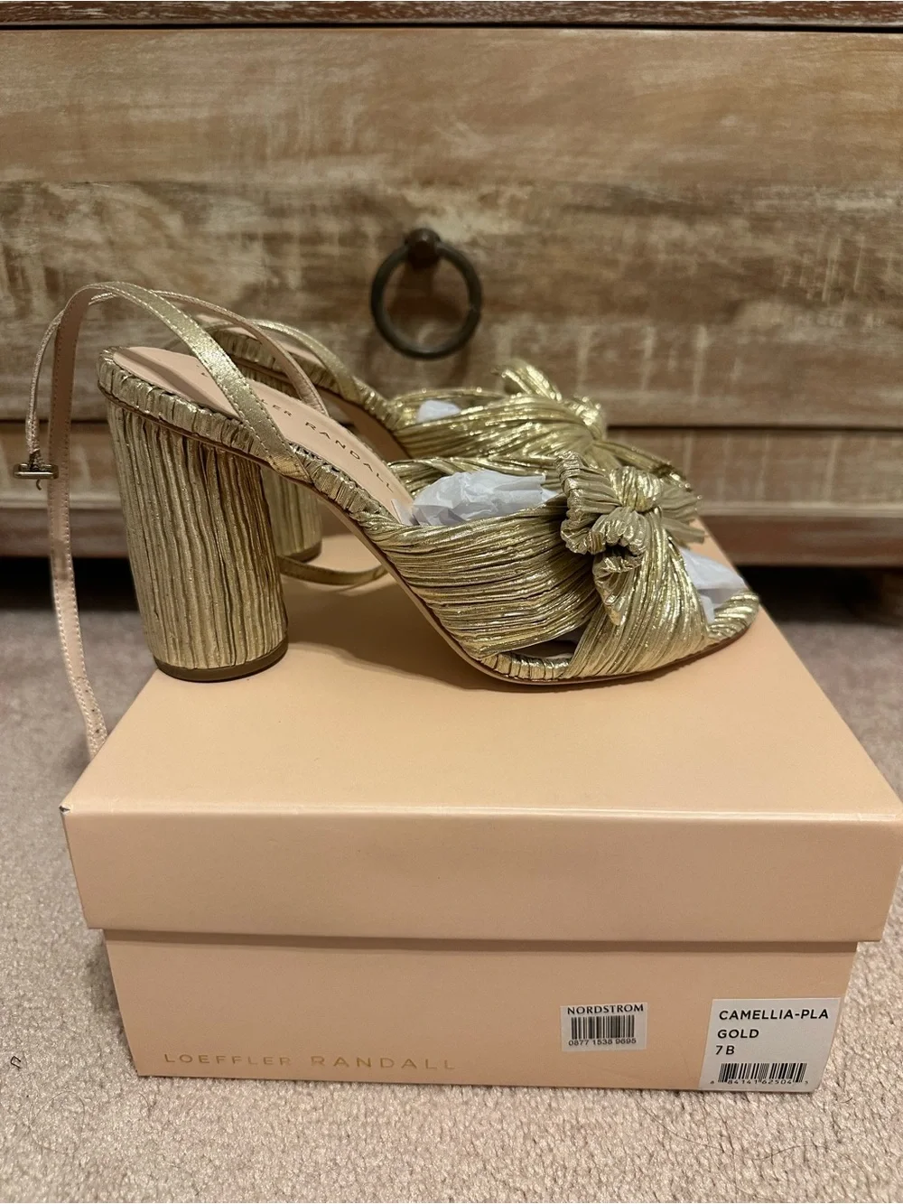 LOEFFLER RANDALL Camellia bow-embellished lamé sandals